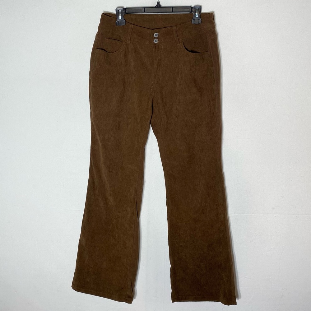 Shein Brown Lightweight Corduroy Mid Rise Wide Leg Pants L